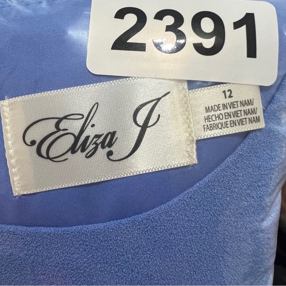 Eliza J Blue Peplum A-Line Dress with Puff Sleeves - Picture 14 of 14